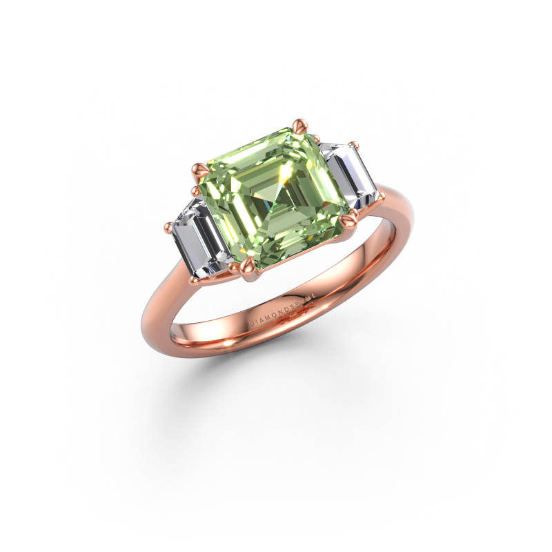 Immagine di Anello di fidanzamento Maggie ASC 585 oro rosa Diamante lab grown verde 8 mm