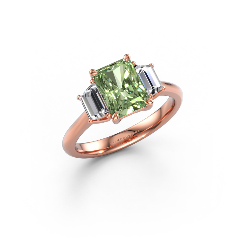 Immagine di Anello di fidanzamento Maggie RAD 585 oro rosa Diamante lab grown verde 8x6 mm