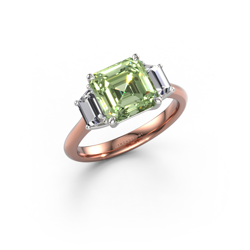 Image of Engagement ring Maggie ASC 585 rose gold Green lab grown diamond 8 mm