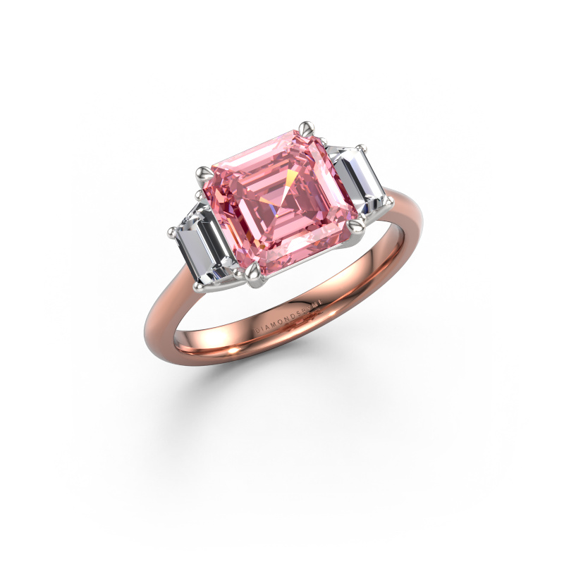 Image of Engagement ring Maggie ASC 585 rose gold Pink lab grown diamond 8 mm