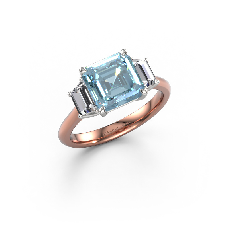 Image of Engagement ring Maggie ASC 585 rose gold Blue lab grown diamond 8 mm