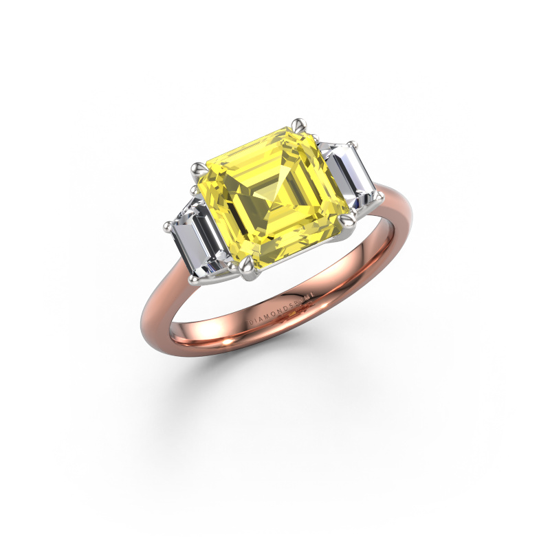 Image of Engagement ring Maggie ASC 585 rose gold Yellow lab grown diamond 8 mm