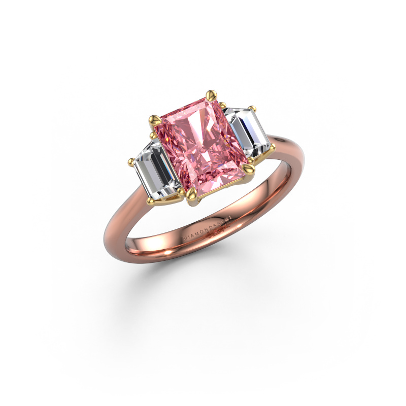 Image of Engagement ring Maggie RAD 585 rose gold Pink lab grown diamond 8x6 mm