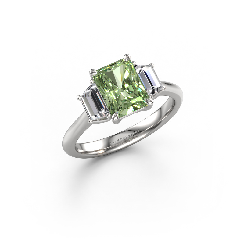 Image of Engagement ring Maggie RAD 950 platinum Green lab grown diamond 8x6 mm