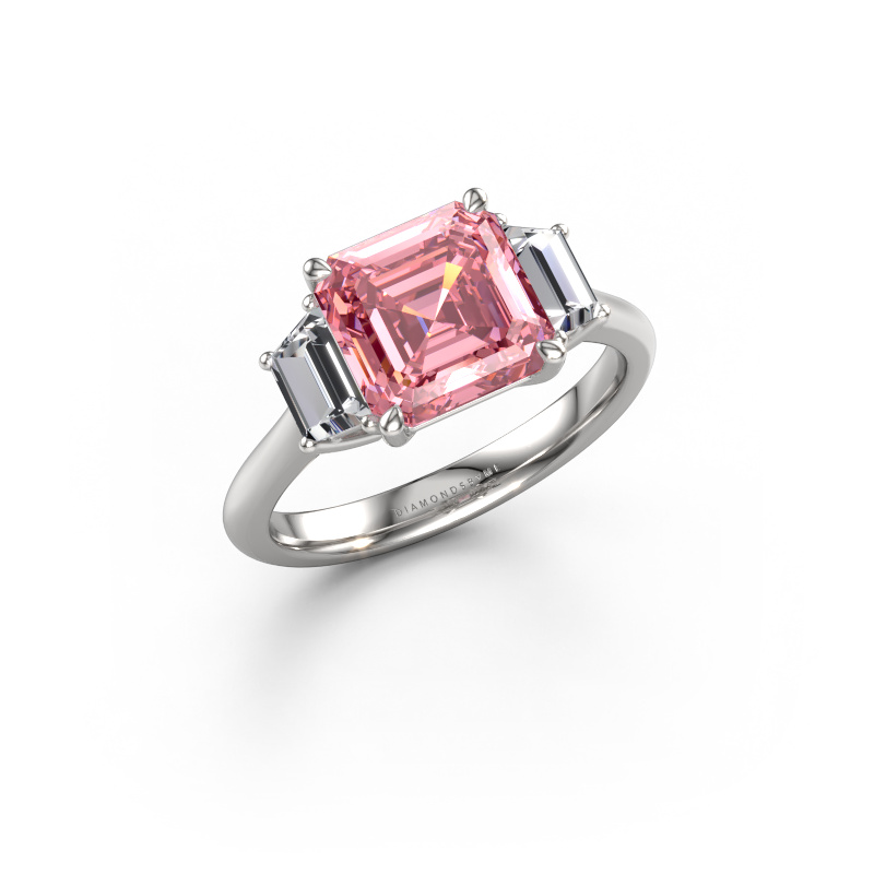 Image of Engagement ring Maggie ASC 585 white gold Pink lab grown diamond 8 mm