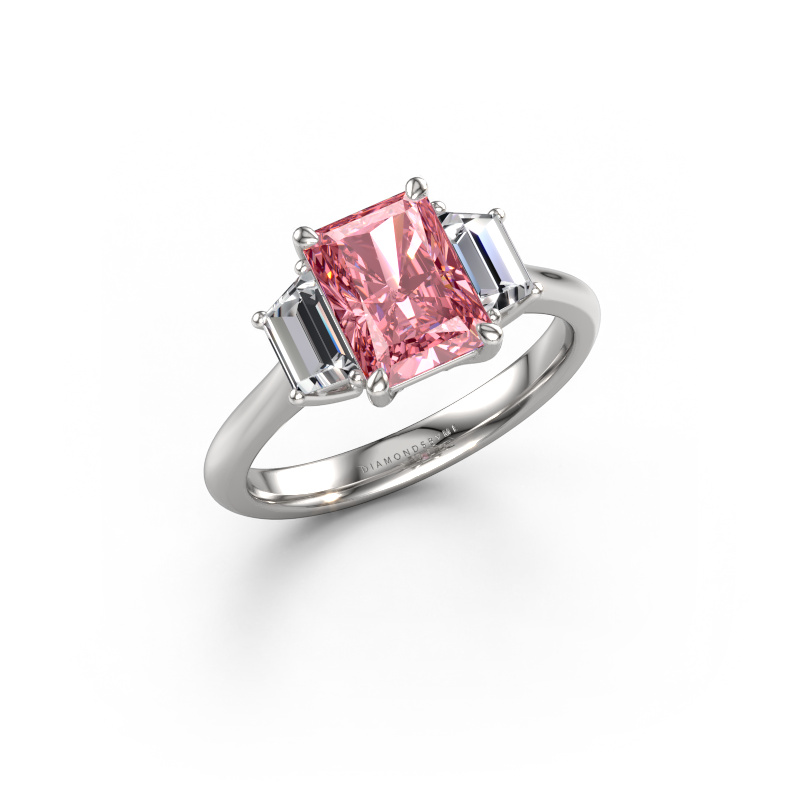 Image de Bague de fiançailles Maggie RAD 950 platine Diamant synthétique roze 8x6 mm