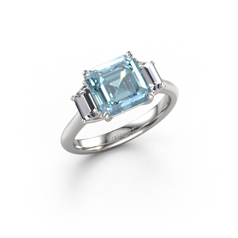 Image de Bague de fiançailles Maggie ASC 585 or blanc Diamant synthétique bleu 8 mm