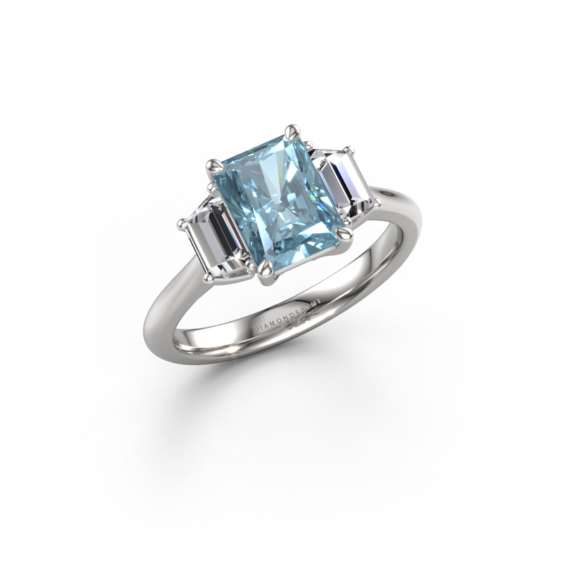 Image of Engagement ring Maggie RAD 950 platinum Blue lab grown diamond 8x6 mm