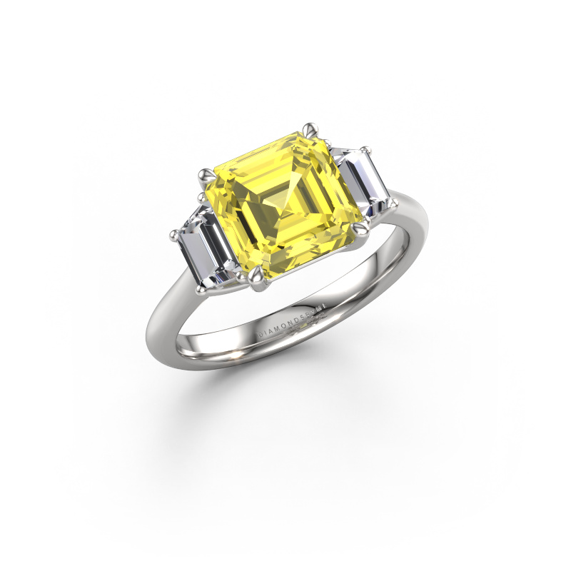 Image de Bague de fiançailles Maggie ASC 950 platine Diamants synthétiques jaune 8 mm