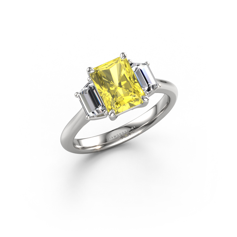 Image de Bague de fiançailles Maggie RAD 950 platine Diamants synthétiques jaune 8x6 mm