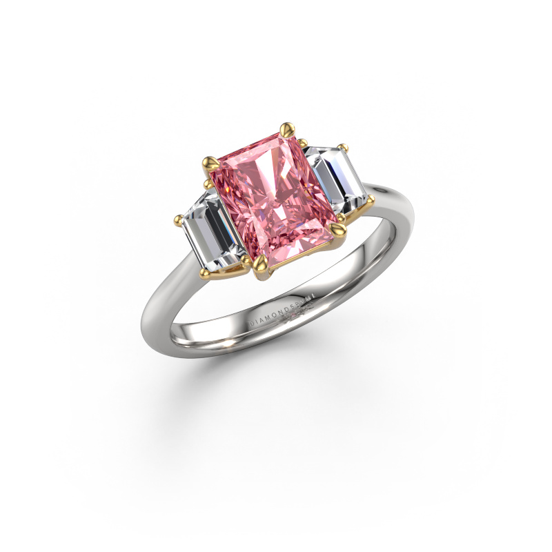 Image of Engagement ring Maggie RAD 585 white gold Pink lab grown diamond 8x6 mm