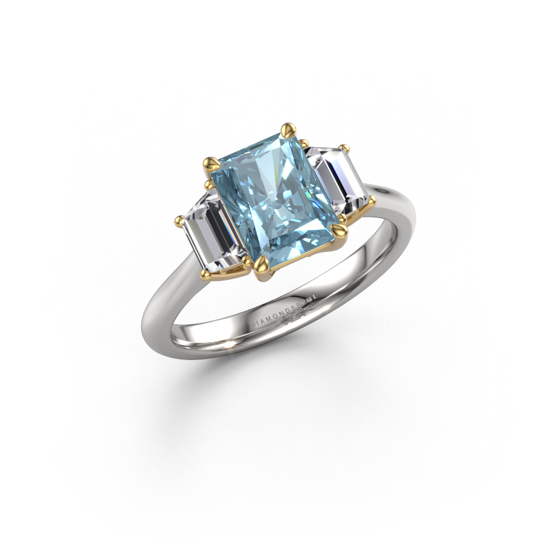 Image of Engagement ring Maggie RAD 585 white gold Blue lab grown diamond 8x6 mm