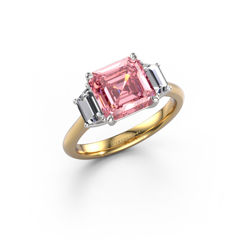 Image of Engagement ring Maggie ASC 585 gold Pink lab grown diamond 8 mm