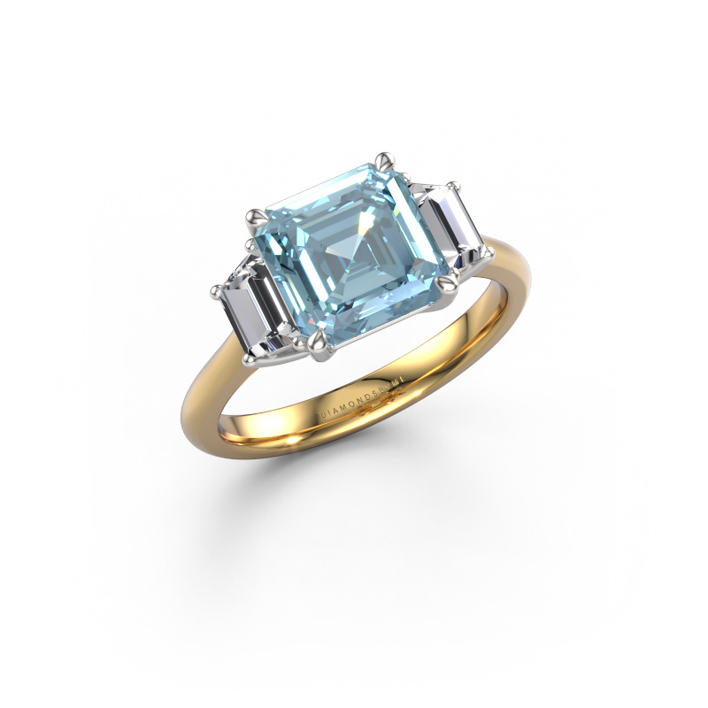 Image of Engagement ring Maggie ASC 585 gold Blue lab grown diamond 8 mm