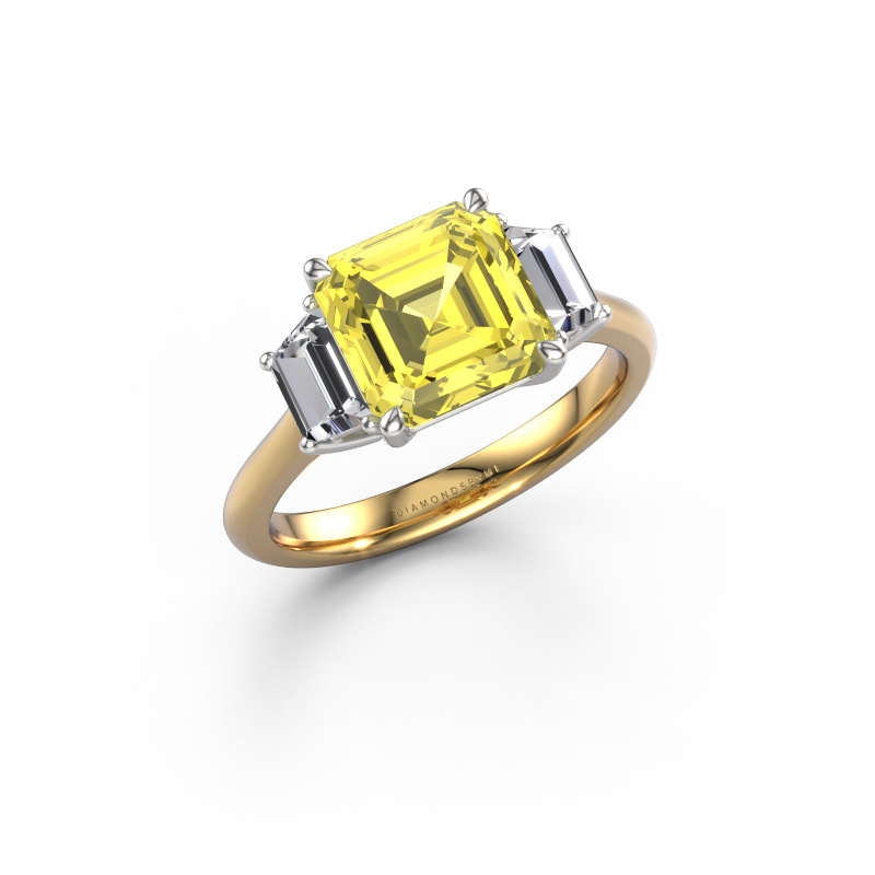 Image of Engagement ring Maggie ASC 585 gold Yellow lab grown diamond 8 mm