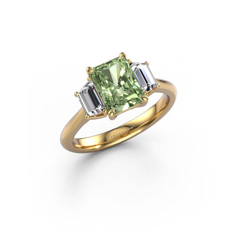Image of Engagement ring Maggie RAD 585 gold Green lab grown diamond 8x6 mm
