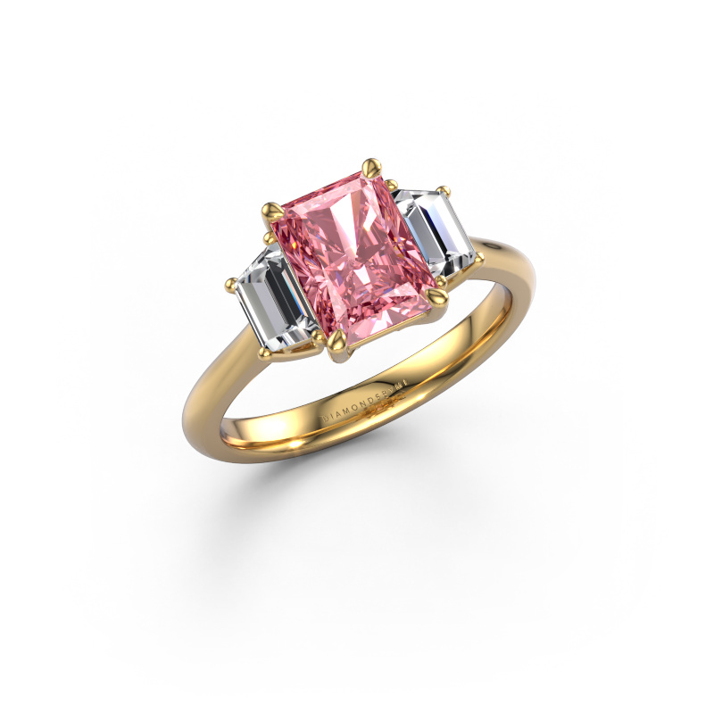 Image of Engagement ring Maggie RAD 585 gold Pink lab grown diamond 8x6 mm