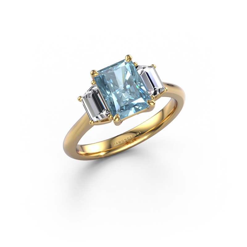 Image of Engagement ring Maggie RAD 585 gold Blue lab grown diamond 8x6 mm