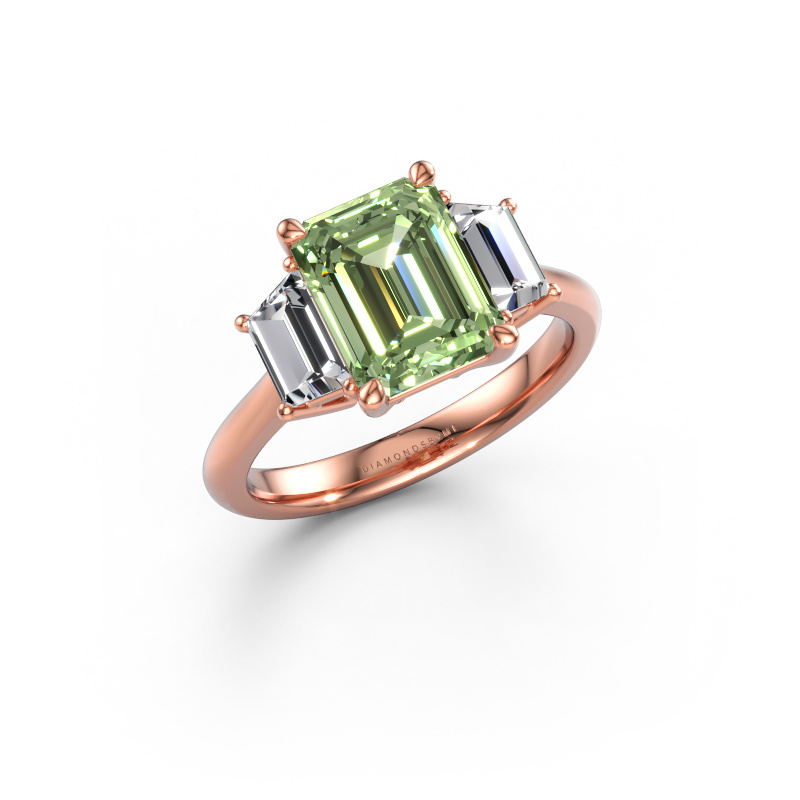 Bild av Förlovningsring Maggie EME 585 roséguld Grön labbodlad diamant 9x7 mm