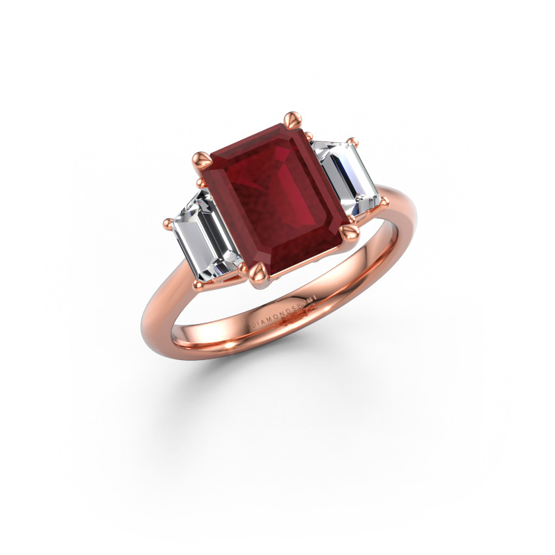 Immagine di Anello di fidanzamento Maggie EME 585 oro rosa Rubino 9x7 mm