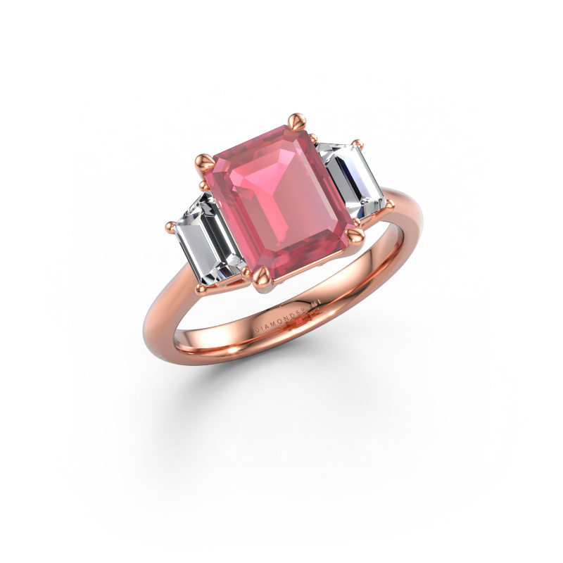 Image de Bague de fiançailles Maggie EME 585 or rose Rose tourmaline 9x7 mm