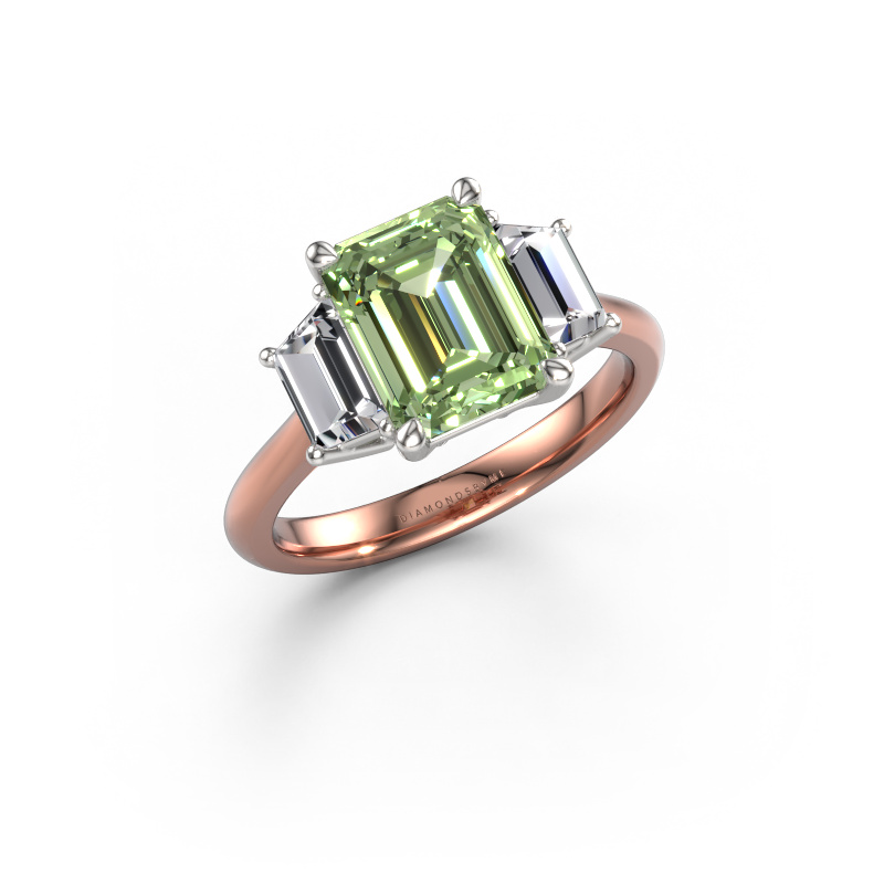 Image of Engagement ring Maggie EME 585 rose gold Green lab grown diamond 9x7 mm