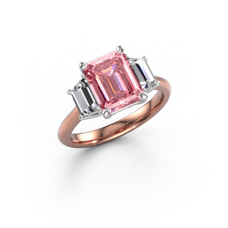 Image of Engagement ring Maggie EME 585 rose gold Pink lab grown diamond 9x7 mm