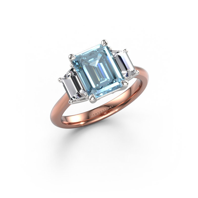 Image of Engagement ring Maggie EME 585 rose gold Blue lab grown diamond 9x7 mm
