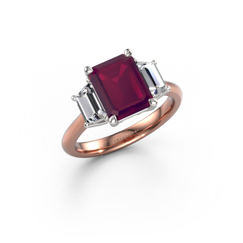 Image of Engagement ring Maggie EME 585 rose gold Rhodolite 9x7 mm