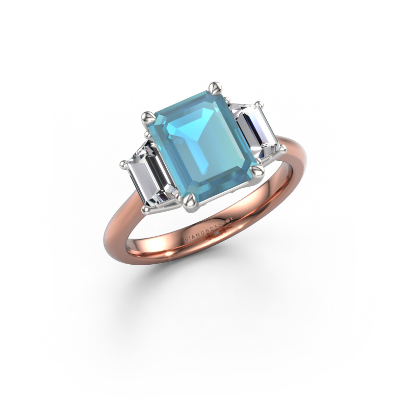 Bild von Verlobungsring Maggie EME 585 Roségold Blau Topas 9x7 mm