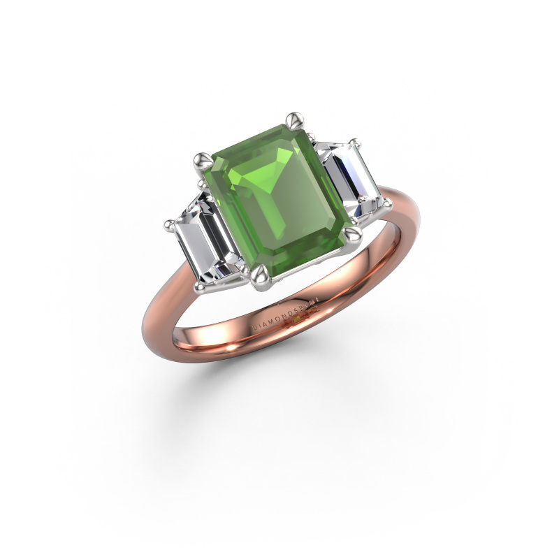 Image of Engagement ring Maggie EME 585 rose gold Tourmaline green 9x7 mm