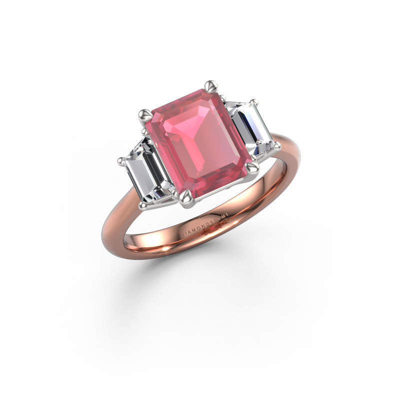 Image de Bague de fiançailles Maggie EME 585 or rose Rose tourmaline 9x7 mm