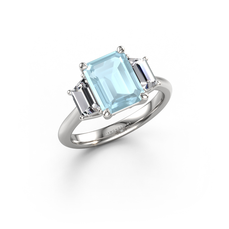 Bild von Verlobungsring Maggie EME 950 Platin Aquamarin 9x7 mm