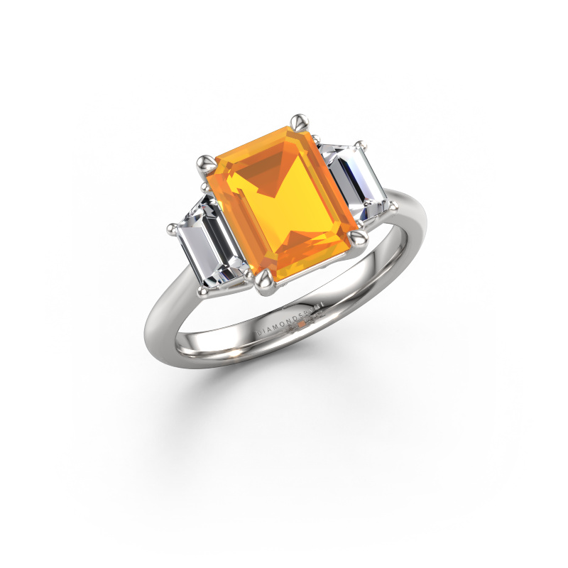 Image de Bague de fiançailles Maggie EME 950 platine Citrine 9x7 mm