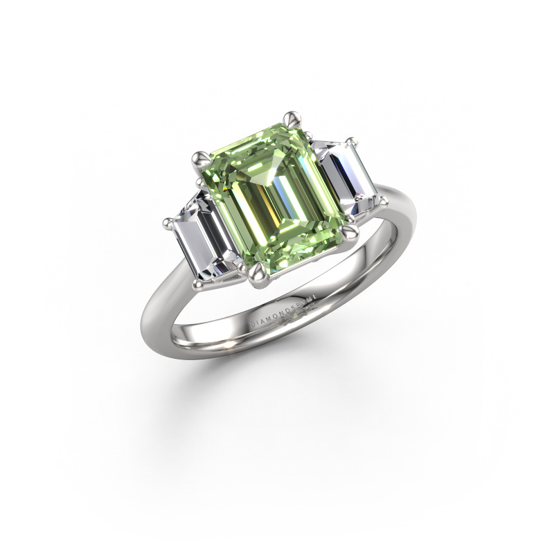Image of Engagement ring Maggie EME 950 platinum Green lab grown diamond 9x7 mm