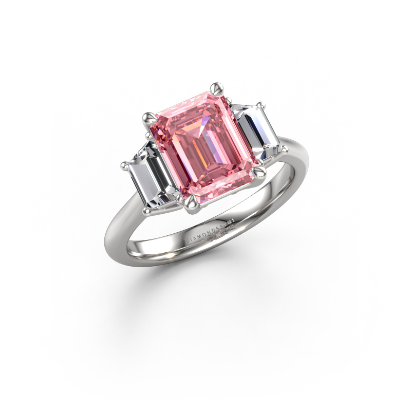Image de Bague de fiançailles Maggie EME 950 platine Diamant synthétique roze 9x7 mm