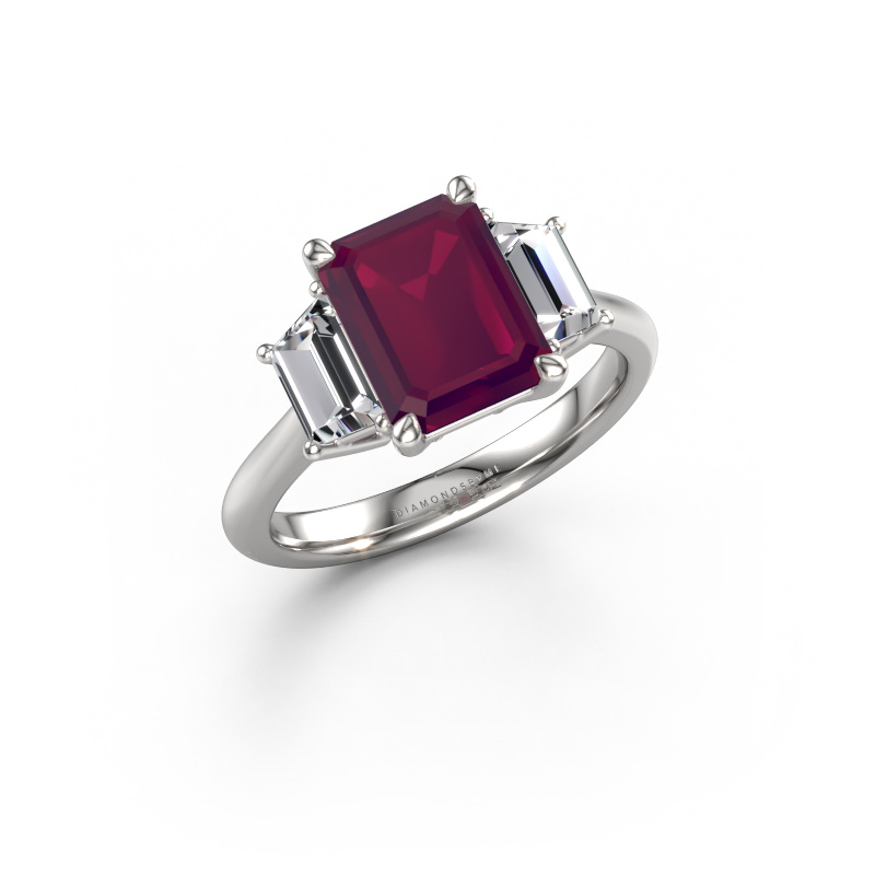 Afbeelding van Verlovingsring Maggie EME 950 platina Rhodoliet 9x7 mm