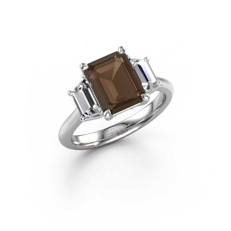 Afbeelding van Verlovingsring Maggie EME 950 platina Rookkwarts 9x7 mm