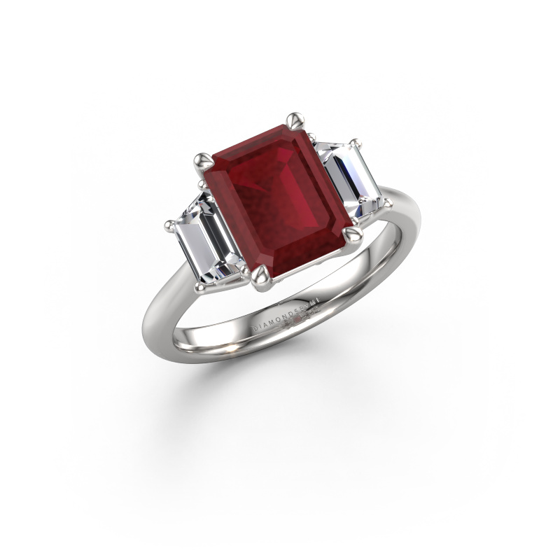 Image of Engagement ring Maggie EME 950 platinum Ruby 9x7 mm