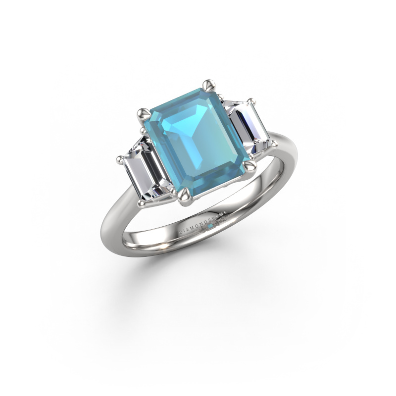 Image de Bague de fiançailles Maggie EME 950 platine Topaze bleue 9x7 mm