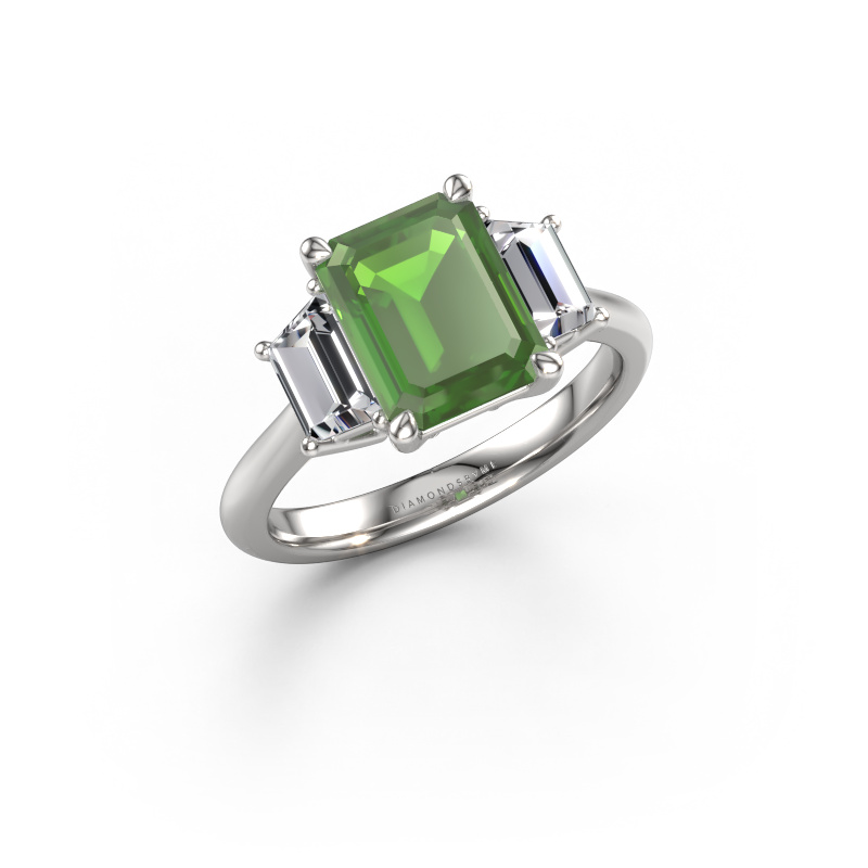 Image of Engagement ring Maggie EME 585 white gold Tourmaline green 9x7 mm
