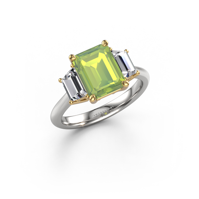 Afbeelding van Verlovingsring Maggie EME 585 witgoud Peridoot 9x7 mm