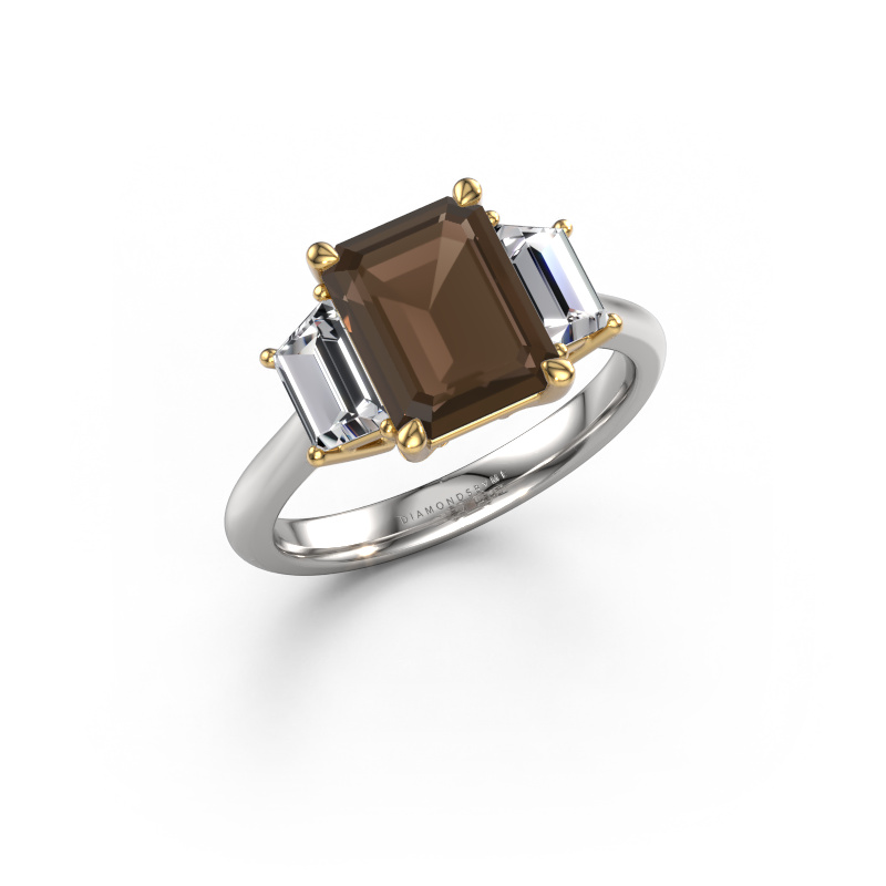 Afbeelding van Verlovingsring Maggie EME 585 witgoud Rookkwarts 9x7 mm