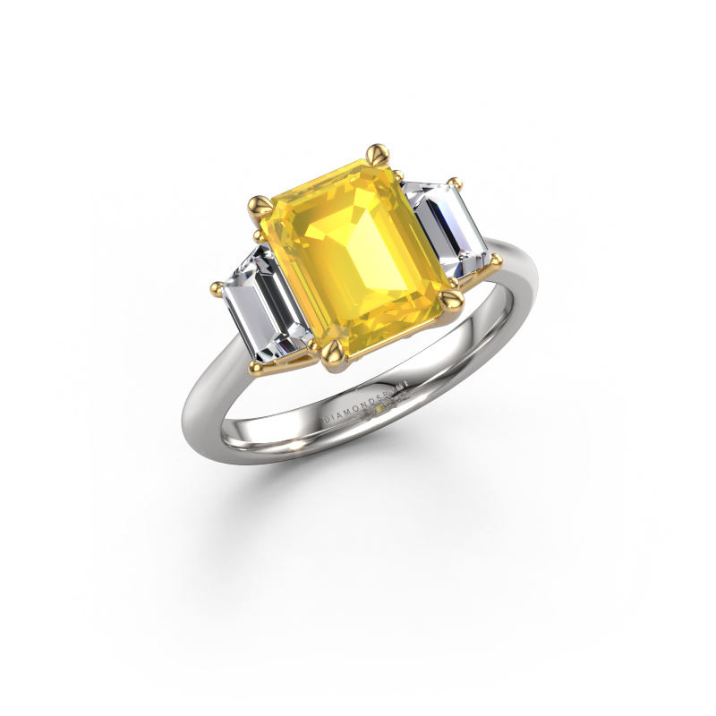 Image of Engagement ring Maggie EME 585 white gold Yellow sapphire 9x7 mm