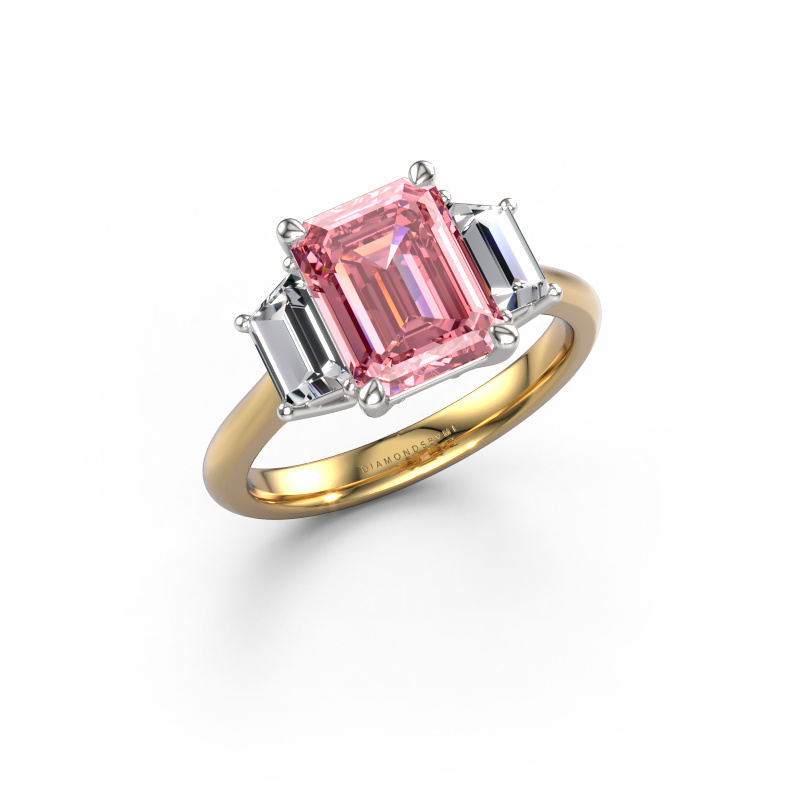 Image of Engagement ring Maggie EME 585 gold Pink lab grown diamond 9x7 mm