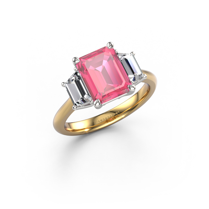 Image of Engagement ring Maggie EME 585 gold Pink sapphire 9x7 mm