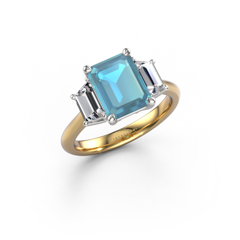 Bild von Verlobungsring Maggie EME 585 Gold Blau Topas 9x7 mm