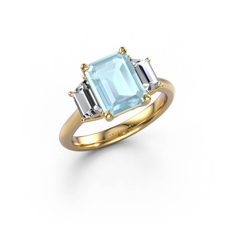 Image of Engagement ring Maggie EME 585 gold Aquamarine 9x7 mm