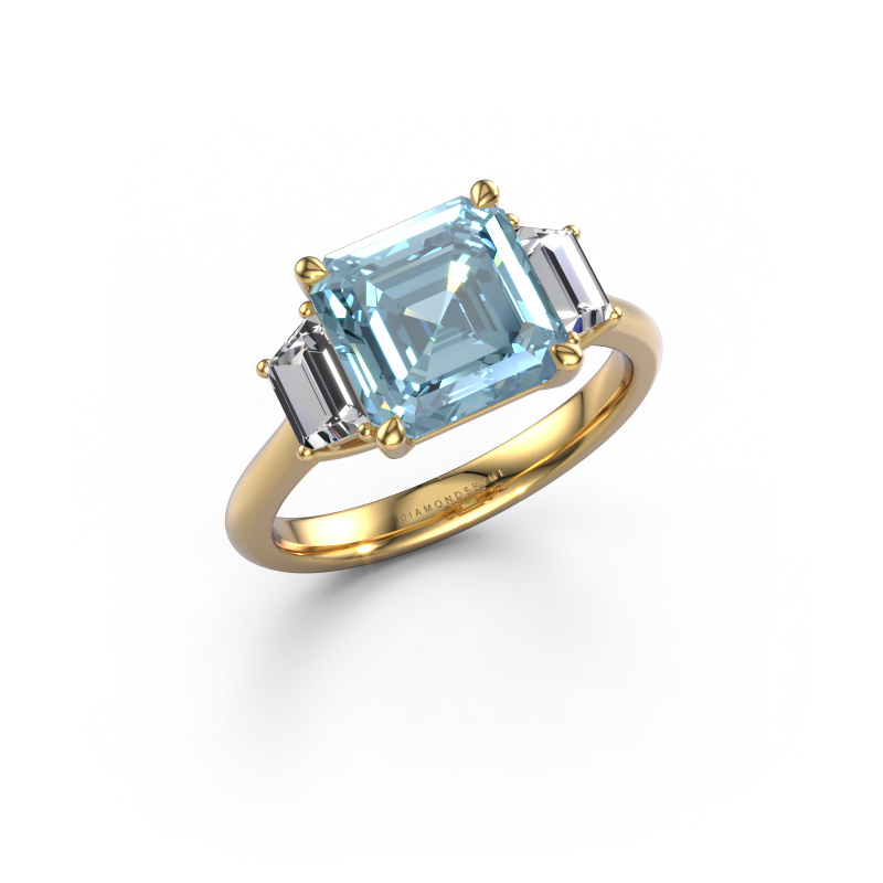 Image of Engagement ring Maggie ASC 585 gold Blue lab grown diamond 8.5 mm