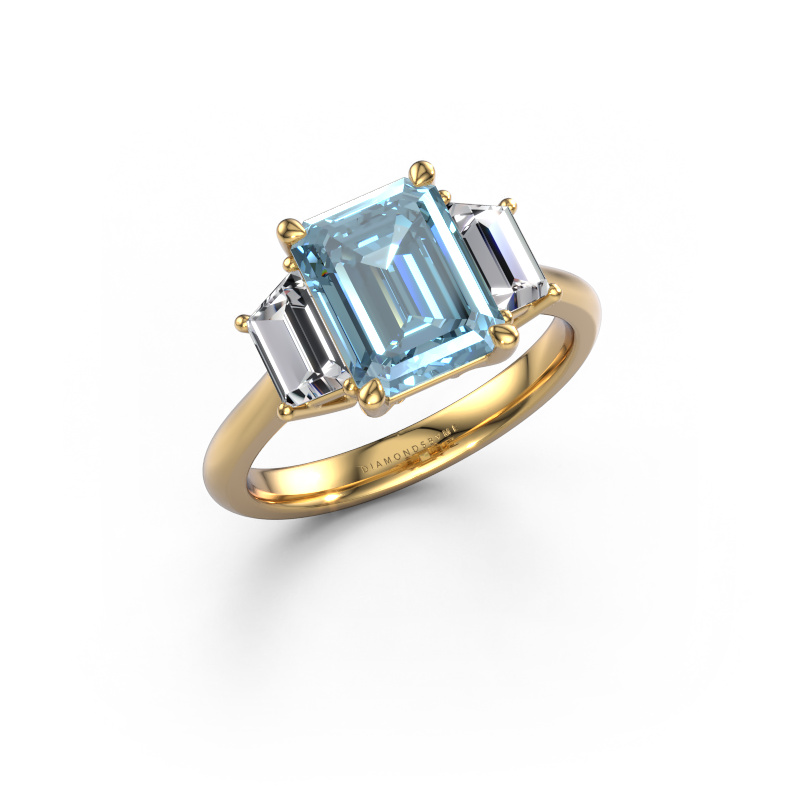 Image of Engagement ring Maggie EME 585 gold Blue lab grown diamond 9x7 mm